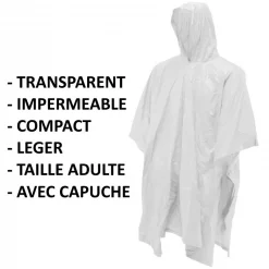 Meilleure affaire ✨ Textile Poncho CAO Transparent Adulte ✔️